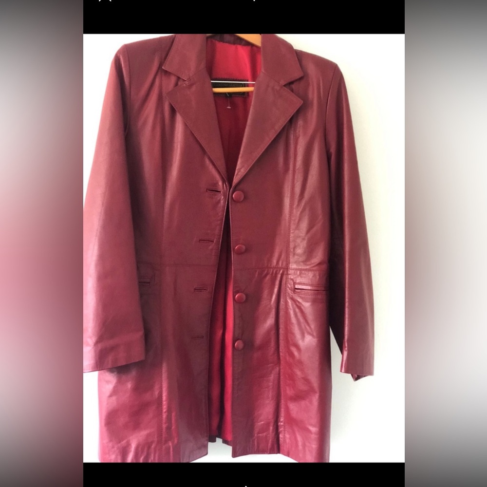 Vintage leather Red genuine leather women’s jacket Sz L